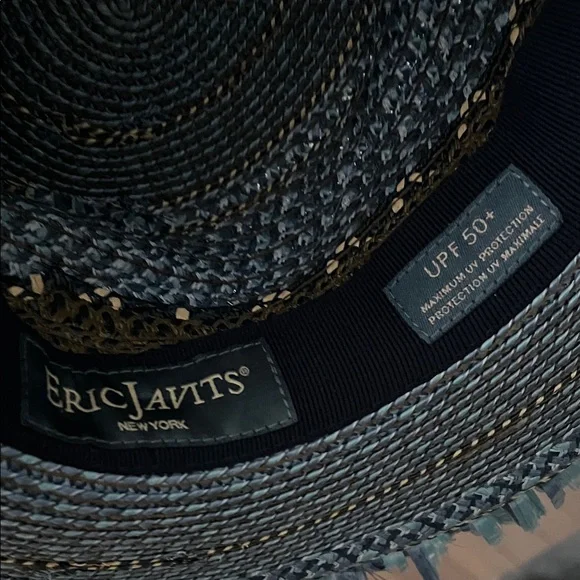 Eric Javits Blue and Brown Fringed Hat - Picture 3 of 4